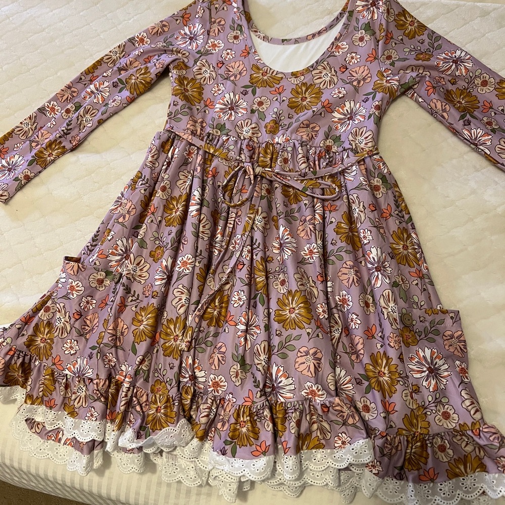 NWT Cheeky Plum Floral Myra Knit Dress 8Y - Picture 5 of 8